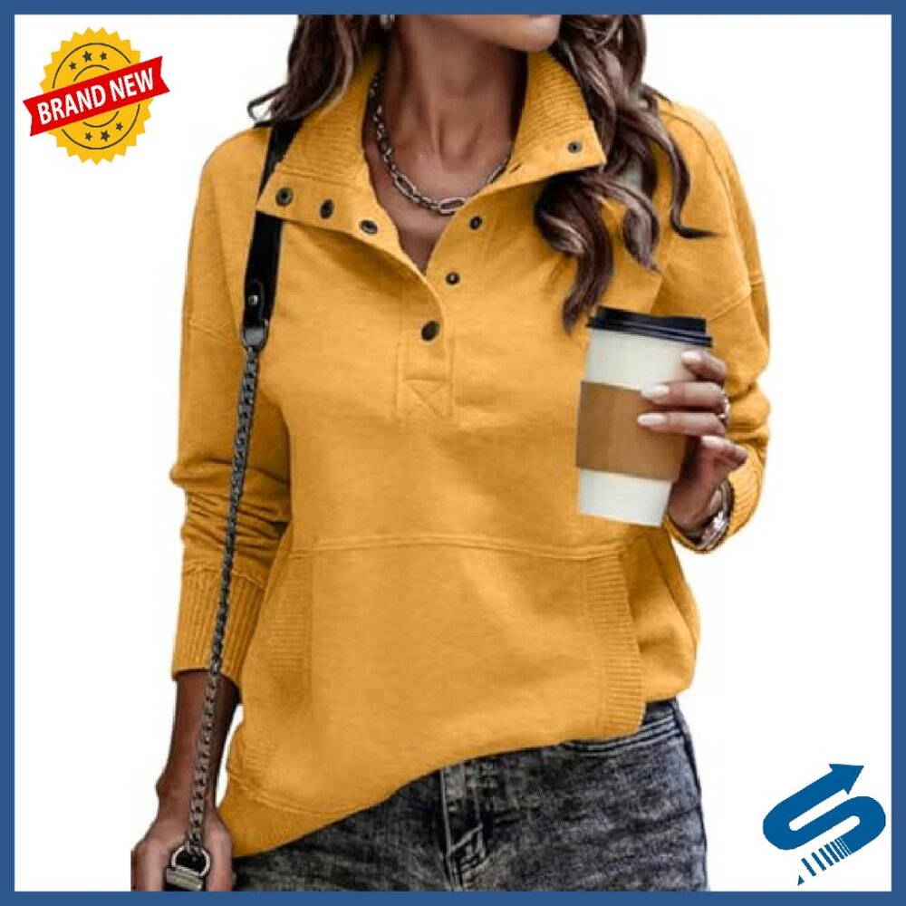 Lightweight Long Sleeve Button Pullover Sweatshir… - image 2